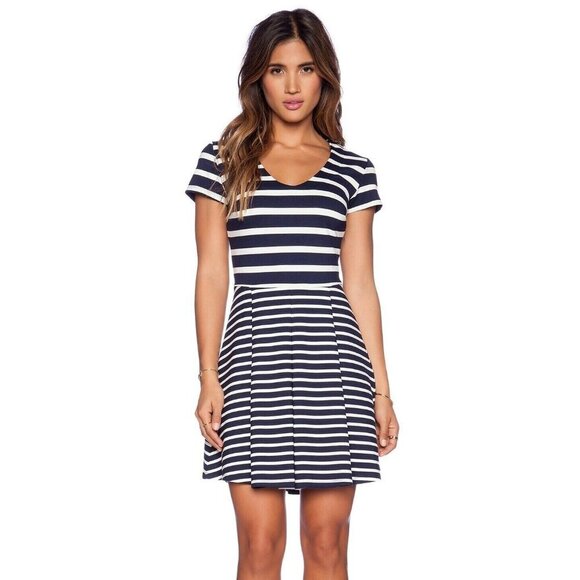 Joie Dresses & Skirts - NWT Joie Chikara in Navy Blue & Porcelain Stripe Fit & Flare Dress L $258